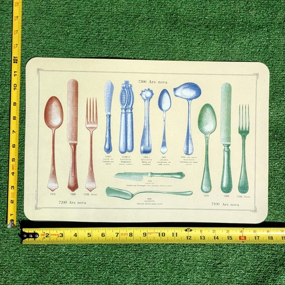 1990s Napoli Pasta Italiana Italy Utensil Tools Souvenir Table 4Pc Place Mat NOS - Picture 6 of 6